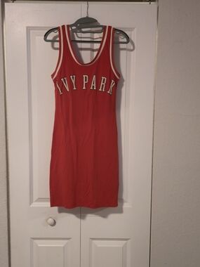 IVY PARK Red Tank Dress with White Logo Trim